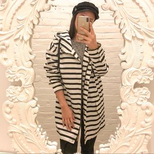 ONLY | Striped Black & White Rain Jacket / Trench